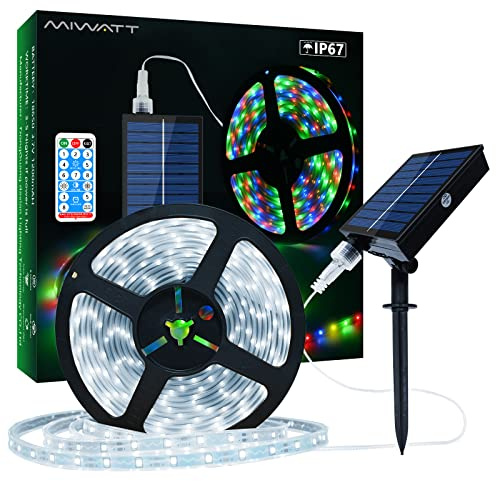 MIWATT Strisce Luminose Solari, Luce Corda Esterna Con Telecomando Timer PVC Tubo Copertura Luci Striscia Impermeabile per Camera Da Letto Giardino Patio Piscina Decorazione Natalizia