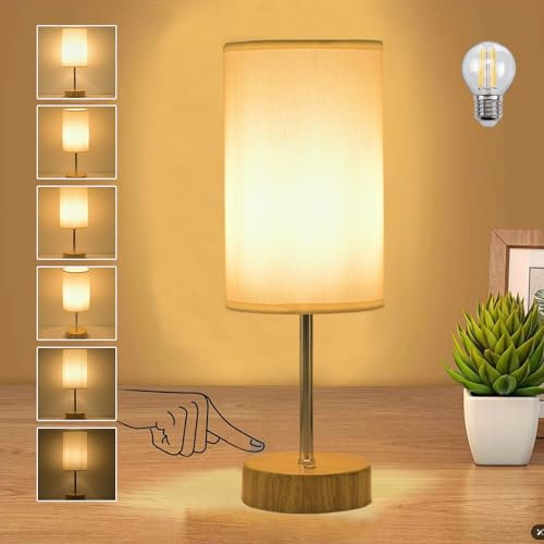 YOIZO Cordless Table Lamp 5000mAh Rechargeable | Battery Operated Lamps with Brightness Memory, Stepless Dimmable, Portable Touch Control Bedside Lamp for Home/Bedroom/Indoor-Outdoor (Wood)
