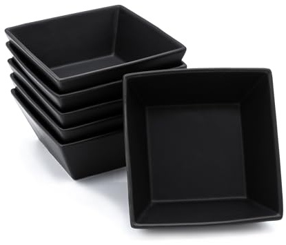 Spetebo Porslin müsliskål 450 ml svart matt – set om 6 – müsli, sallad, mellanmål, skål fyrkantig – dessertskål, fruktskål, salladsskål, diskmaskinssäker