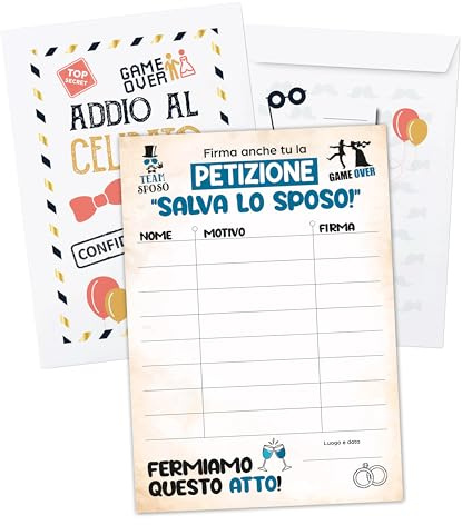 KAÏDENSÏ Addio al Celibato Gadget Sposo - Petizione Salva lo Sposo dalle Nozze - Team Groom Scherzo