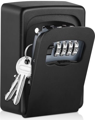 LOIVIYA Lock Safe Wall Mounted, 4-Digit Combination Lock Box, Extra Large Security Cabinet for Elderly Parents, Spare House Key Storage Outdoor and Indoor (Black)