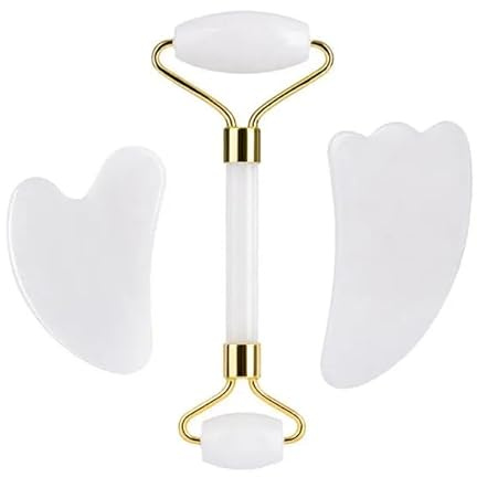 Gesichtsroller Gua Sha Gouache Schaber Natürlicher Amethyst Rose Jade Steine Roller und Guasha Set Facial Lift Hautpflege Werkzeuge, Typ 5