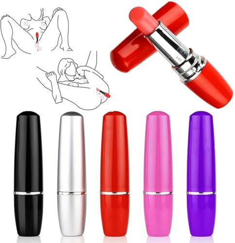 HXLXW Mini Vibration Massagegerät, Silikon Massagestab für Frauen Vibrator Sex Spielzeug，Kleine Geschenke für Frauen，mit Lippenstift-Erscheinungsbild G Punkt Vibratorensets Sex Spielzeug （Schwarz）