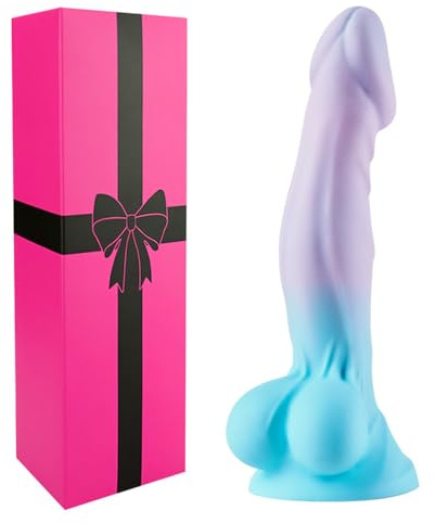 Gode ​​en silicone pour femme de 20 cm avec ventouse puissante, masseur de point G fantaisie dégradé, godes anal réaliste, godes d'aspiration adulte, godemichets anus adapté aux femmes ou aux hommes