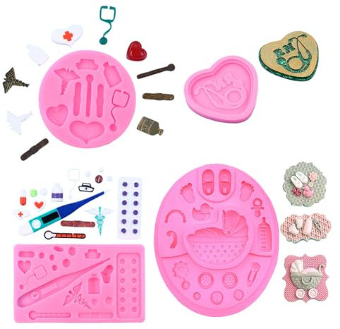 Huamengyuan Silikonform Krankenschwester Silikon Formen Fondant Medical Silikon Form Fondant Nurse Gießform Silikon Kuchenform Eiswürfelform Schokoladenformen 4 Stück