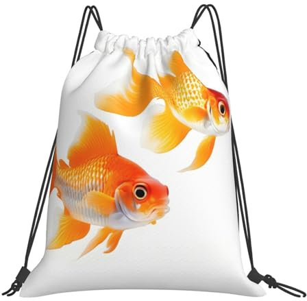 BREAUX Süße Schultertasche mit Goldfisch-Druck, Kordelzug, Turnbeutel, Outdoor-Umhängetasche, Sport-Yoga-Tasche, weiß, Einheitsgröße, Rucksack, weiß, One size