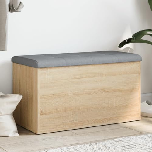 Hovothy Sitzbank mit Stauraum 82x42x45 cm Hocker mit Stauraum Flurmöbel Aufbewahrungsbank Sitzfläche Schlafzimmermöbel Eingangbank Wohnzimmermöbel Flurbank mit Stauraum Holzwerkstoff Sonoma-Eiche