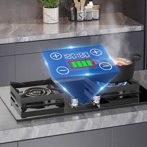 THEGA Fornello A Gas Doppio Tavolo E A Filo - Cucina A Gas in Vetro Temperato, Cucina A Gas Portatile 5,5 KW, Cucina A Gas con Timer 180 Minuti, Facile Pulire, Cucina A Gas con Timer 180 Minuti(NG)