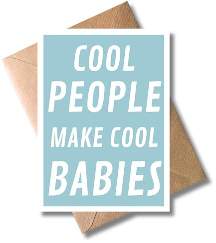 Geburt Glückwunsch Karte mit Umschlag - Glückwunschkarte zur Geburt “Cool People make Cool Babies” Geschenkkarte Schwangerschaft Gender Reveal Jungen Mutterschutz Baby Neugeborenes Mutter (DIN A6)
