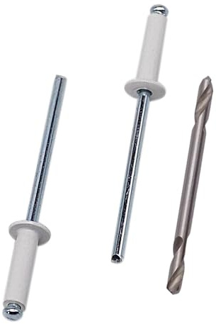 SKIR'CO (100 pcs) Painted Blind Rivets 3.2 x 12 mm, Aluminium Blind Rivets, DIN 7337, Steel Mandrel, Pop Rivets, Drill Bit Included (Pure White RAL 9010)