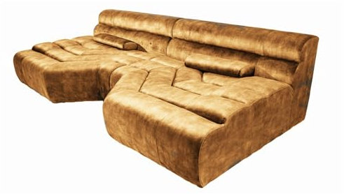 KAWOLA Wohnlandschaft Velvet Sofa Big Sofa Tara, 286x76x143cm, Vintage Gold Couch, U-Form Wohnzimmercouch