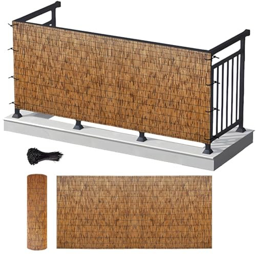 Sichtschutz Balkon Bambus Matte Schilfrohrmatte 180x600 200 cm Hoch Natürlicher Schilfrohrzaun Schilfrohr Sichtschutz Terrasse Bambuszaun Sichtschutzzaun 180x180 Balkon Zaun Tuch Schilf Schilfmatte