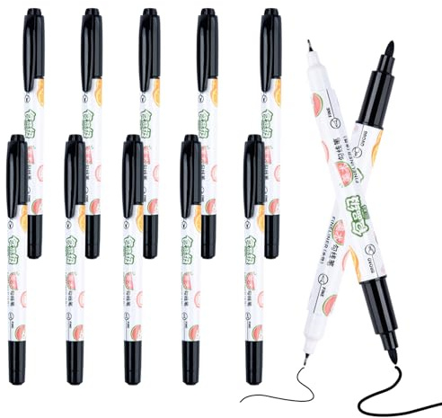 Nurila Fineliner Schwarz, 12 Stück Fineliner Set, Doppelte Stiftspitze Filzstift, Filzstift Schwarz für Schreiben, Skizzieren, Malen, Markieren, Ausmalen, Skizzieren, DIY-Kunstwerkstatt