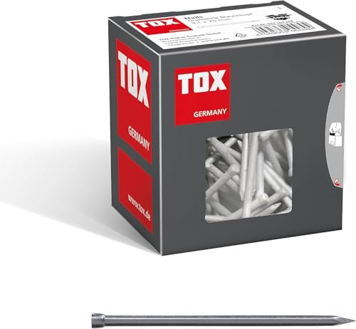 TOX Drahtstifte Nails 3,1x70 mm mit Stauchkopf für beinahe unsichtbare Befestigungen in Holz M, universelle Einsatzmöglichkeit im Innen- und Außenbereich, blanker Stahl, 400 g im Karton, 063100209