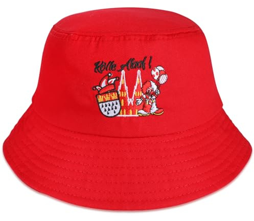 HOWAF Hut Karneval Köln Accessoires, Kölle Alaaf Fischerhut Kölner Hut Fasching Kostüm für Karneval Kostüm Köln Rot, Faschingskostüme