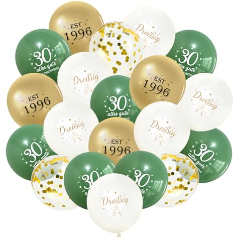 40 Stück Luftballons 30 Jahre Geburtstag, Deko 30. Geburtstags Mann Frauen | Deko 30. Geburtstag Salbeigrüne, 30. Alles Gute zum geburtstag Ballons, 30th Birthday Konfetti Ballon Party deko