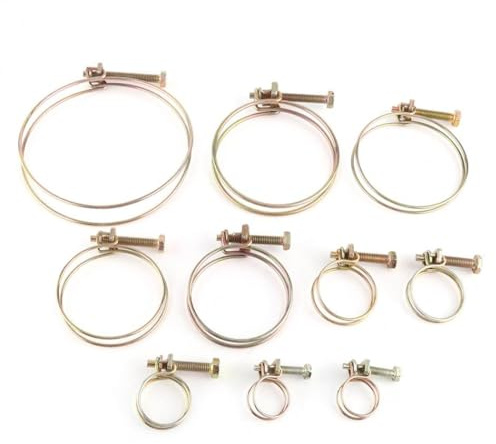 Doppeldraht-Schlauchschelle, Edelstahlschellen, 10 Stück verstellbare Clips, Wasser-Rohrclip, Reifen-Sanitärverschluss(25mm)