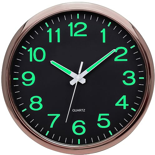 NESIFEE Orologio da parete illuminato, senza ticchettio, silenzioso, 30 cm, vintage, moderno, per soggiorno, cucina, camera da letto, ufficio, scuola, cameretta dei bambini, stazione ferroviaria
