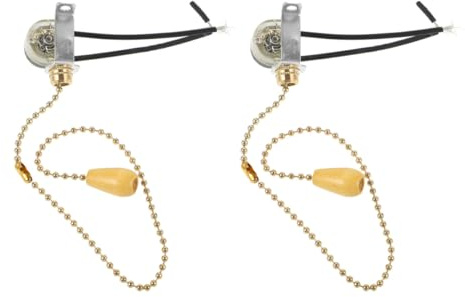 Alipis Interrupteur Tirette en Fer et Bois Chaînette de Traction Légère 2 Pièces, Installation Facile pour Ventilateur de Plafond et Lampe pour Salon et Showroom