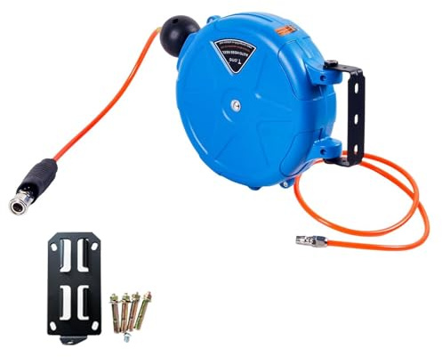 Avvolgitubo Aria Compressa Retrattile | ABS 10m Tubo PU 8mm Montaggio A Parete | Avvolgitubo Automatico 180° Rotazione Officina Riparazione Auto Utensili Pneumatici