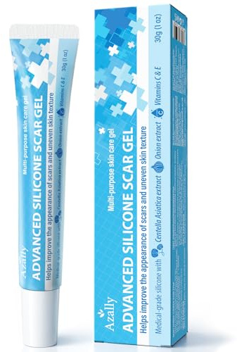 Silicone Scar Removal Gel Cream: for Keloid Bump, Surgical Scars, Acne Scar, Stretch Marks & Post C-Section Recovery – Infused with Centella, Onion Extract, Vitamins C+E (30g)
