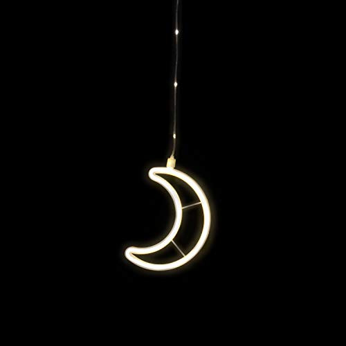 Idena 30198 - LED Dekolicht Mond in warmweiß, 6 Stunden Timer Funktion, batteriebetrieben, mit Saugnapf, ca. 15 x 20 cm groß, Innen- und Außenbereich, als Fensterbild und Stimmungslicht