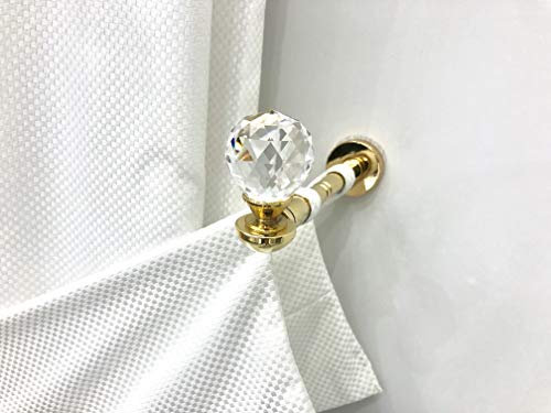 Fermatenda reggitenda sfera swarovski fermatenda da muro gancio tenda ganci parete gancio per tende fermatende a muro raccogli tenda reggi tenda ambrasse per tende embrasse R528 (ORO LUCIDO, 16)