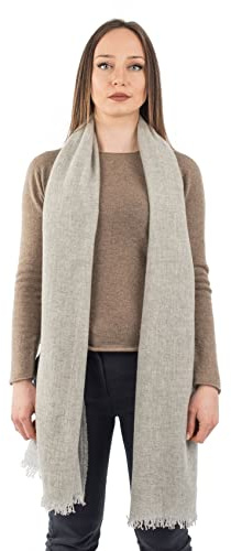 Dalle Piane Cashmere Pashmina Dam 100% Kashmir, Made in Italy, Sjal Omslagsduk, 70x200 cm, Grå