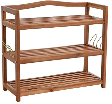 ESTEXO Holz Schuhregal Schuhschrank Holz Regal Schuhständer 3 Etagen Schuhablage Ablage Bank Akazienholz Holzregal