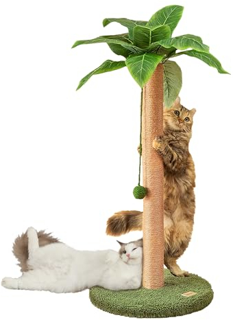 Cat Scratching Post 84 cm Cute Scratcher Kitten with Sisal Rope for Indoor Cats Palm Tree Cat Scratching Post with Dangling Balls for Small Cats
