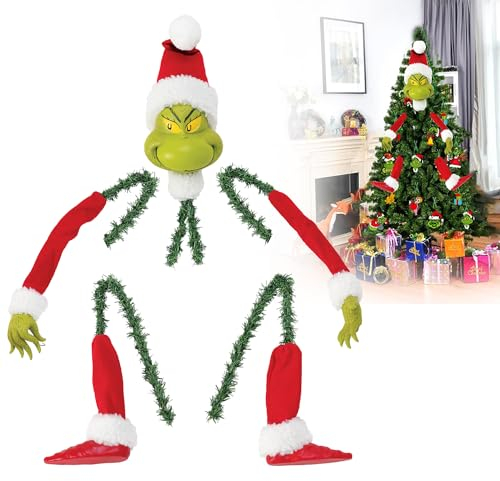 Weihnachten Grinch Körper Ornament,Elfenkopf, Arme Und Beine Für Weihnachtsbaum,Weihnachtsbaums ​Ornament Anhänger,Grinch Weihnachtsbaum Deskoration,für Weihnachtsbäume Xmas Home Party