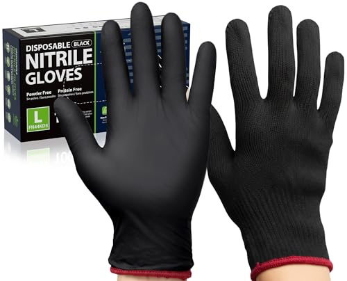 SWIFTLITE BBQ Gloves, 6 Heat Resistant Cotton Liners + 100 Disposable Nitrile Gloves for Barbecue, Grilling, Cooking, Smoker (Black, Large)
