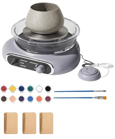 Mini-drejeskiva For Barn Och Vuxna, Keramikkonst, 4,7 Skivspelare, Elektrisk Drejskiva Med Bladhastighetskontroll, Avtagbar HöG Stabilitet Flexibel Hastighet(Gray)