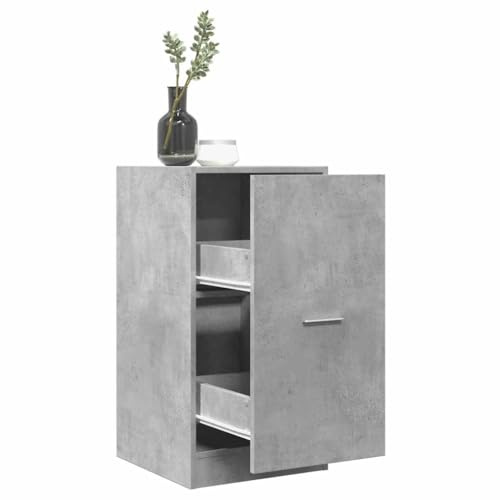 Boltkex Armoire à pharmacie en bois gris béton 40 x 41 x 77,5 cm avec tiroir, armoire multifonction pour bureau, salon, chambre à coucher, organiseur de rangement pour l'ordre et le rangement