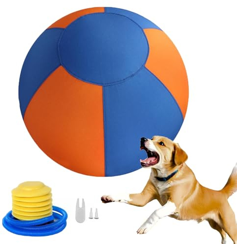 BUERPINKING Spårboll för hundar, bitsäker drivboll för stughund, 45 cm | Drivboll för hundar bettsäker stor oförstörbar, manuell uppblåsbar hundboll för stughundar, träning (