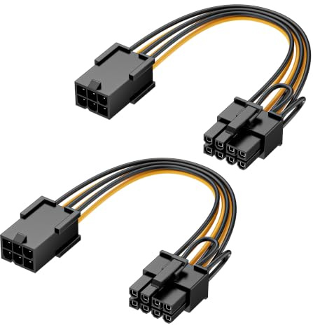 Cable Matters 2er-Pack 6-Pin zu 8-Pin PCIE Adapter Stromkabel, 10 cm | 8 Polig PCIE Stecker zu 6-polig PCIE Buchse Kabel, Strom Kabel, 6-Pin auf 8-Pin PCIE