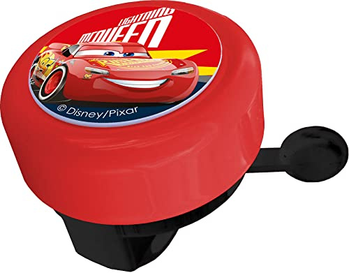 Campanello Disney Cars per bicicletta da bambino in metallo con corpo e leva in plastica, colore rosso