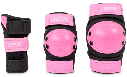 SFR Youth Ramp Triple Pad Skateboard-Schutz-Set, Unisex, für Erwachsene, Mehrfarbig (schwarz/pink), L