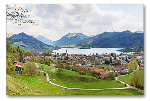 Premium Textil-Leinwand 90 x 60 cm Quer-Format Aussicht auf den Luftkurort Schliersee | Wandbild, HD-Bild auf Keilrahmen, Fertigbild auf hochwertigem Vlies, Leinwanddruck von SusaZoom