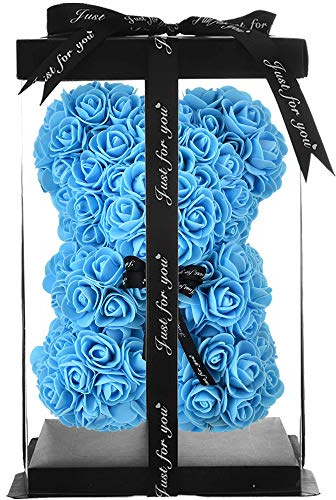 Orsacchiotto di Rosa Orso Rosa per Le Donne della Mamma Regali delle Sue Ragazze della Madre Orsacchiotto di Rosa Fatto a Mano Rosa San Valentino Regali di Compleanno Orso Rosa Scatola (Blu)