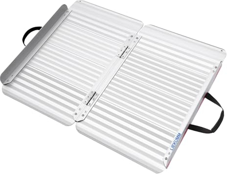 LIEKUMM Rollstuhlrampe 66 cm, 85 cm Verbreitert Rollstuhlrampe für Treppen, 400 kg Tragkraft Aluminium Rampe für Rollstuhl, Stufen, Bordsteine, Schwellenrampe für Elektro-Rollstuhl, Kinderwagen