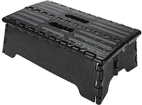 Dioche Klappbarer Tritthocker,Tragbarer Faltbarer Aufstiegshilfer Hocker für Ältere, klappbarer Tritthocker Schwarze Trittleiter für Kleiner Schwangere Badezimmer38 * 21,5 * 13 cm