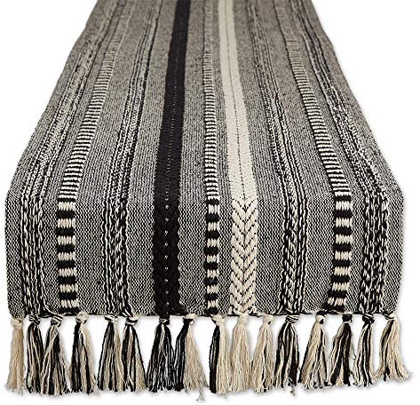 DII Table Runner Collection, Cotton, Black, 15x72 (15x77, Fringe Included)