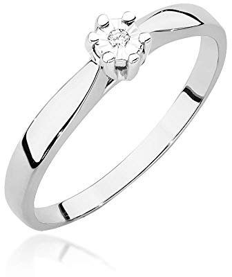 Damen Solitär Versprechen Ring Verlobungsring Antragsring 585 14k Gold Weißgold natürlicher echt Diamant Brillanten