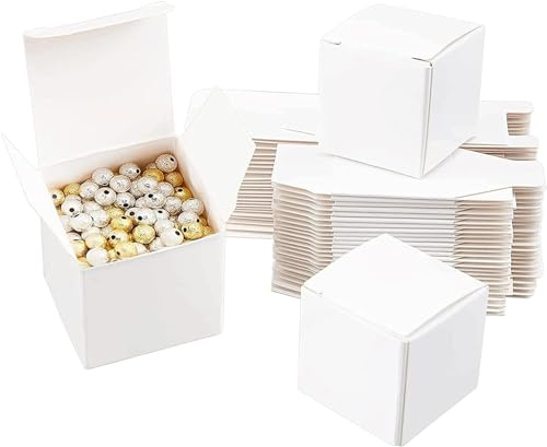 PH PandaHall 30 Stück Weiß Weihnachtsboxen Geschenkboxen, 4x4x4cm Kleine Geschenk Boxen Mini Weißes Papierboxen Quadratische Seife Box für Weihnachten Geburtstag Party Kleine Schmuck Gunst Boxen