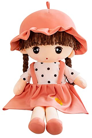LICHENGTAI Stoffpuppe Babypuppe Püppchen mit Haar, Schöne Puppe Stoffpuppe Plüsch Stofftier Spielzeug Cartoon Deko Toy Geschenk Gift für Kinder Baby Mädchen Plüsch Spielzeug, 45cm