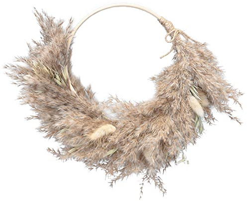 INIFLM Ghirlanda artificiale di erba di pampa, corona di erba di pampa, corona di fiori secchi naturali ghirlande primaverili finte di erba per decorazioni in fattoria Boho