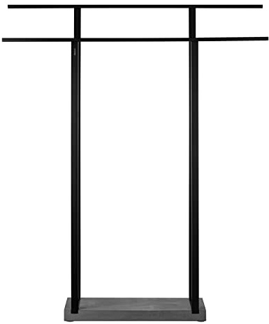 blomus -MENOTO- Handtuchständer aus pulverbeschichtetem Edelstahl, Farbe: schwarz, freistehend mit 2 Handtuchstangen, modernes Badaccessoire, (H/B/T: 90 x 75 x 16 cm, Silber, 66310)
