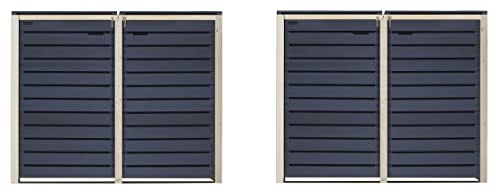 Mülltonnenbox 240L Mülltonnenverkleidung Mülltonnecontainer Holz vorimprägniert in anthrazit, Pfosten naturbelassen mit Rückwand Mod.HH (4 Tonnen anthrazit-Natur (AN))