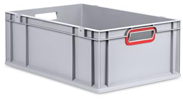 PROREGAL Eurobox NextGen Color | HxBxT 22x40x60cm | 44 Liter | Griffe rot offen | Verstärkter Boden | Eurobehälter, Transportbox, Transportbehälter, Stapelbehälter